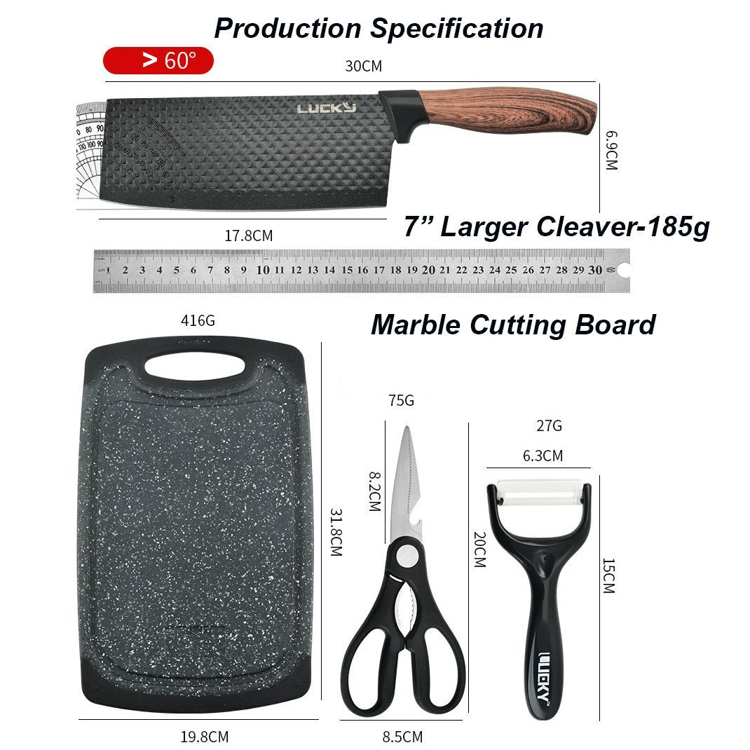 6-Piece Kitchen Knife Set | Everich Chef Knives | Stainless Steel | Nonstick | Scissor Cutting Board