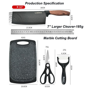 6-Piece Kitchen Knife Set | Everich Chef Knives | Stainless Steel | Nonstick | Scissor Cutting Board