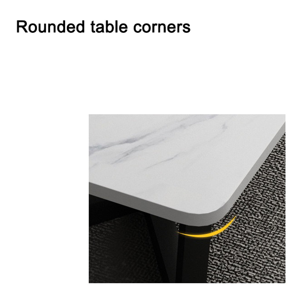 120x60cm Matte Grey Minimalist Slate Coffee Table | Marble Tea Table | Solid Metal Legs