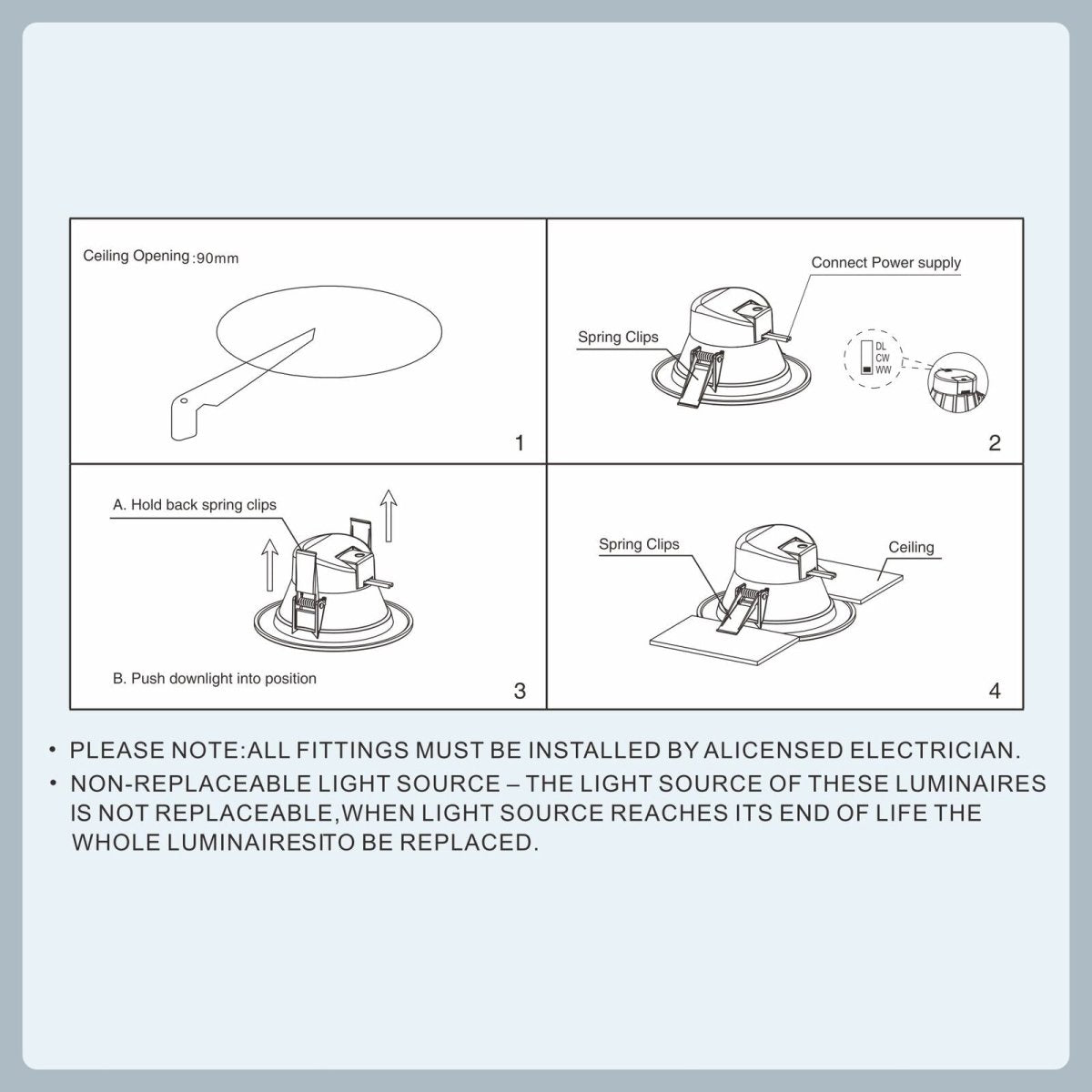 10 PCS NEW RADAR SENSOR LED DOWNLIGHT KIT 90MM | 10W NON-DIM, 3-COLOR, Warm White, Cool White, Daylight