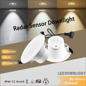 10 PCS NEW RADAR SENSOR LED DOWNLIGHT KIT 90MM | 10W NON-DIM, 3-COLOR, Warm White, Cool White, Daylight