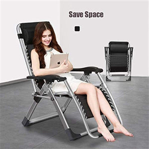 Kingsize Outdoor Folding Reclining Garden Beach Chair | Sun Lounger Deck Recliner | Silver Color