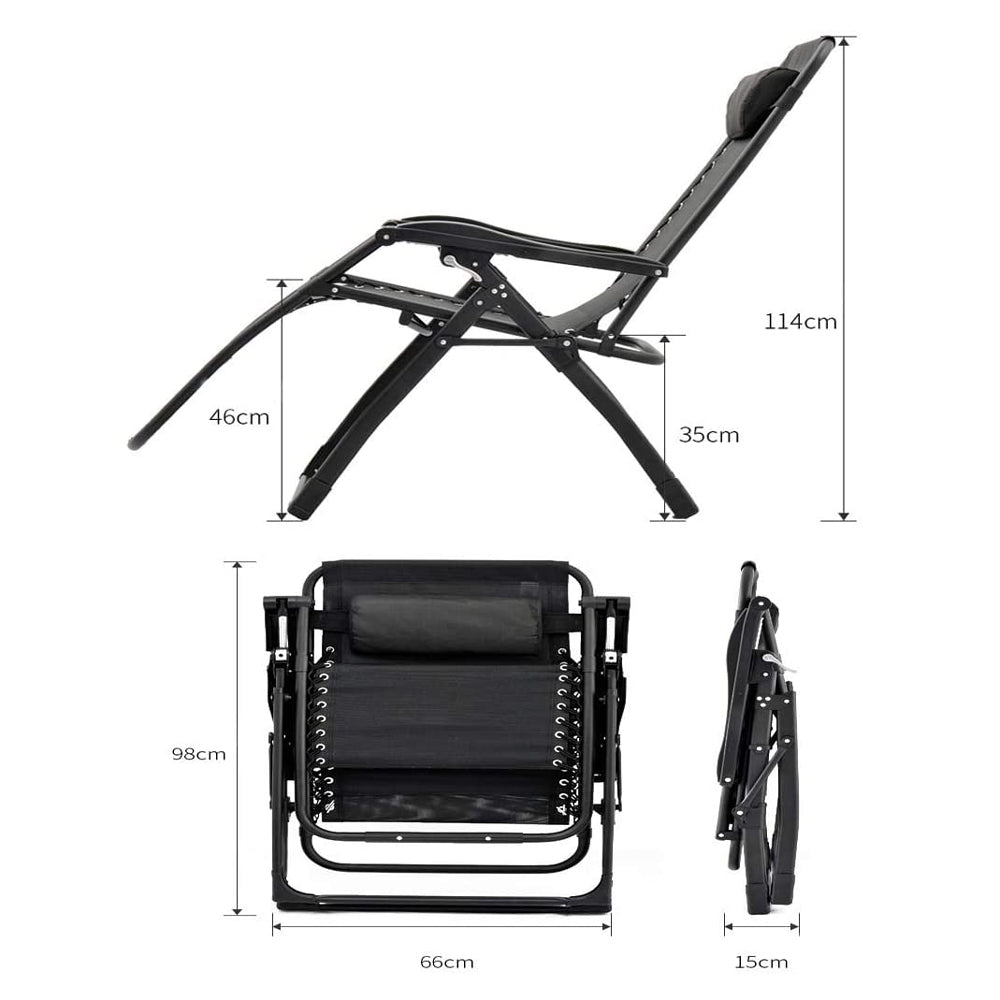 Kingsize Outdoor Folding Reclining Garden Beach Chair | Sun Lounger Deck Recliner | Silver Color