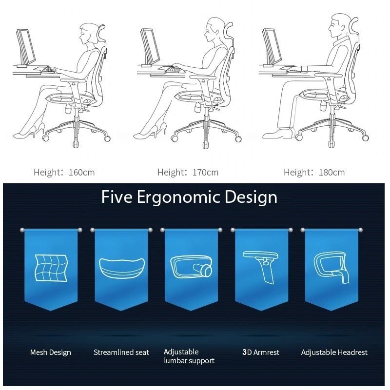 Sihoo M57 Ergonomic Office Chair | Computer Desk Chair | High Back | Breathable | 3D Armrest and Lumbar Support | Grey (without Footrest)