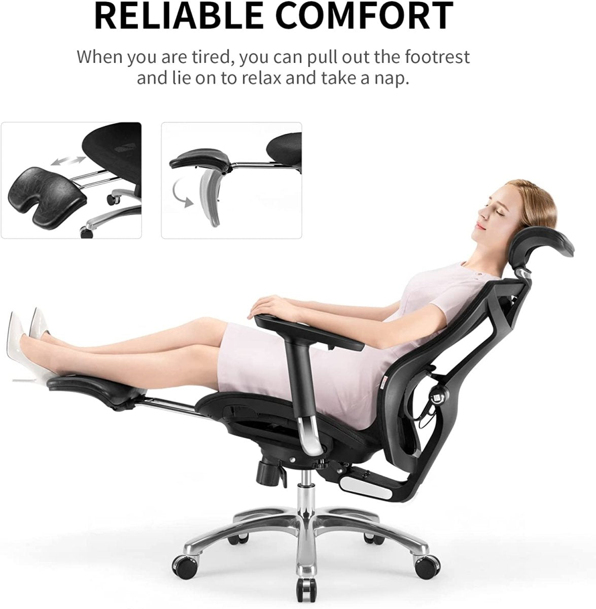 Sihoo Ergonomic Office Chair V1 | 4D Adjustable High-Back | Breathable with Footrest and Lumbar Support | Grey