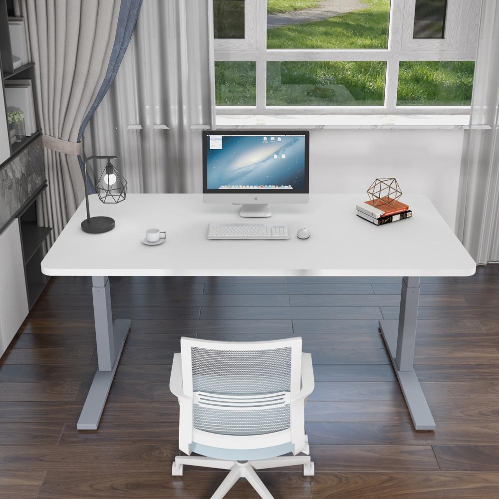 120cm Standing Desk | Height Adjustable | Sit Grey Stand | Motorised | Single Motor Frame | Birch Top