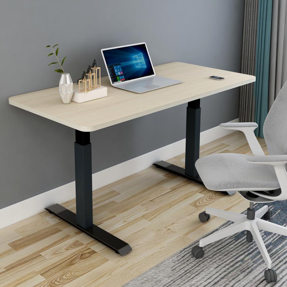140cm Standing Desk | Height Adjustable | Sit Stand Motorised | Grey Single Motor Frame | Black Top