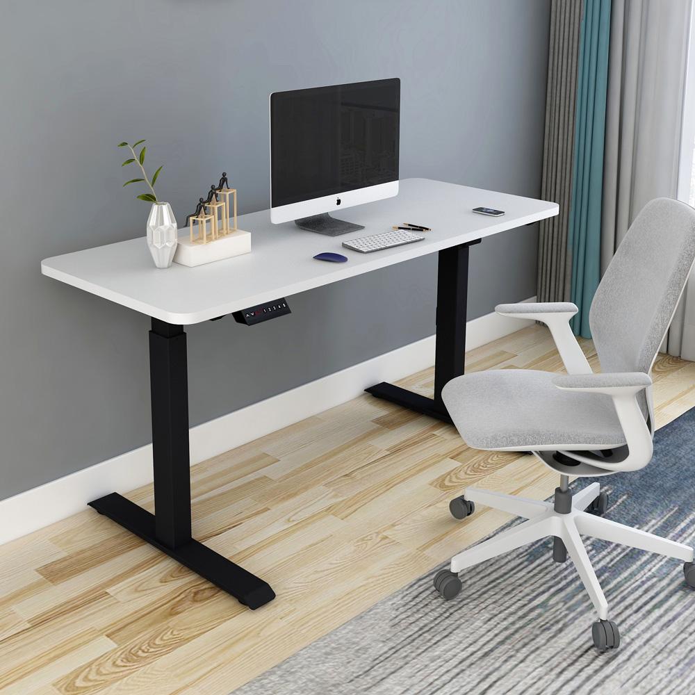 140cm Standing Desk | Height Adjustable | Sit Stand Motorised | Grey Single Motor Frame | Black Top