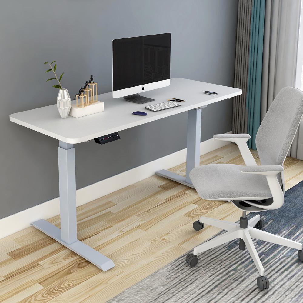 140cm Standing Desk | Height Adjustable | Sit Stand Motorised | Grey Single Motor Frame | Black Top
