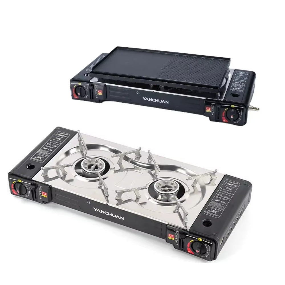 Butane Stove | 2 Burner | Portable Countertop Camping Cooker with Carry Case & Baking Tray