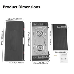 Butane Stove | 2 Burner | Portable Countertop Camping Cooker with Carry Case & Baking Tray