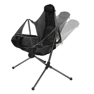 Camping Chair | Foldable Swing Luxury Recliner | Relaxation Swinging Comfort | Lean Back | Outdoor Folding Chair | Outdoor Freestyle | Portable Rocking Chair | Grey