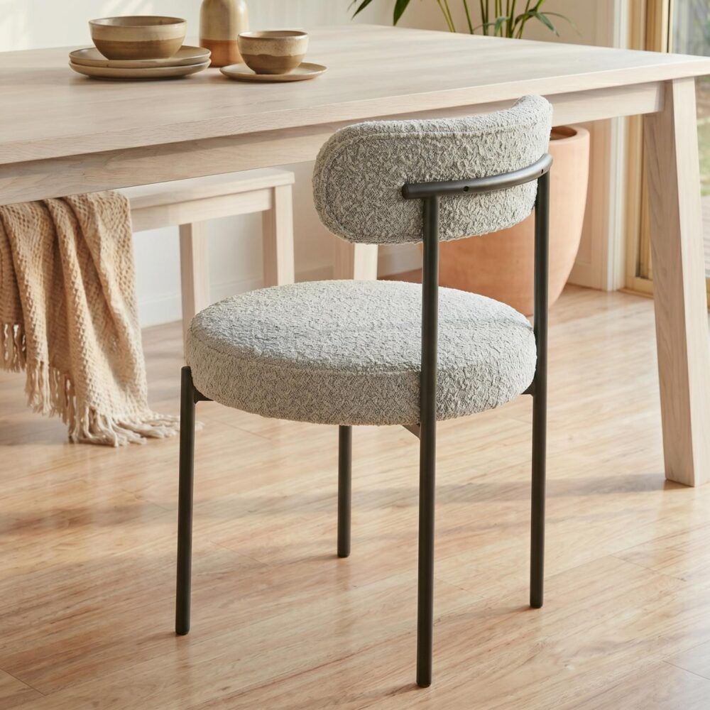 Luxe Boucle Cushioned Elsa Dining Chairs | White Quartz