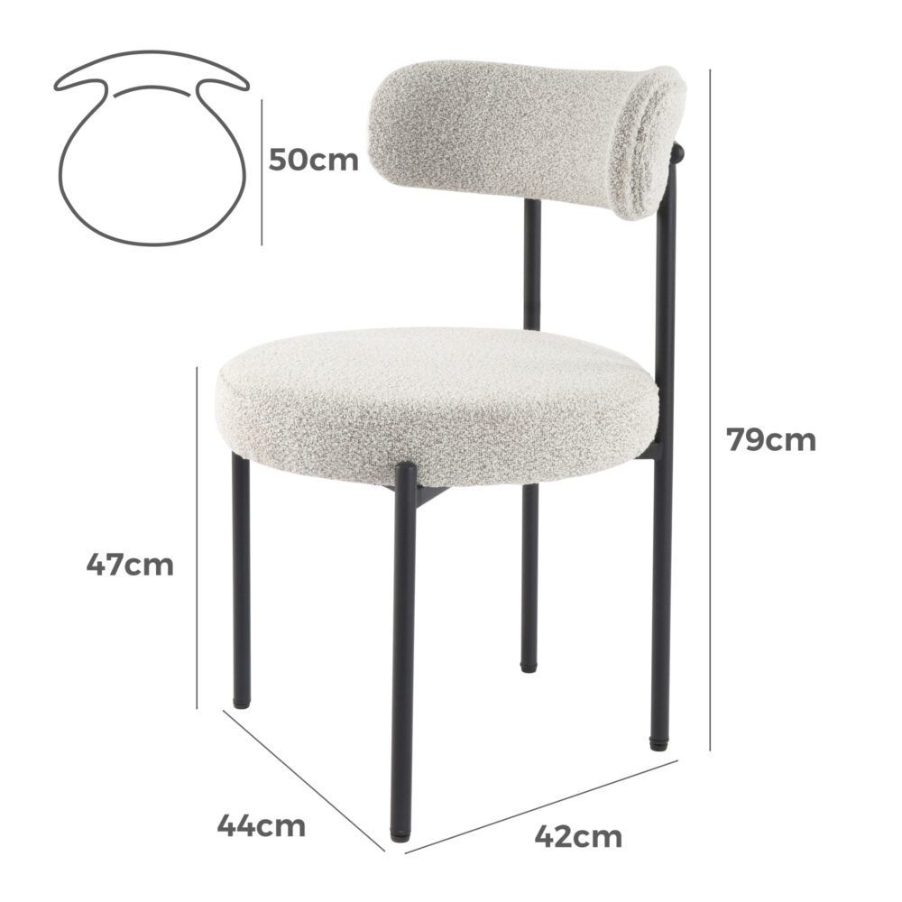 Luxe Boucle Cushioned Elsa Dining Chairs | White Quartz