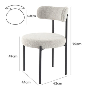 Luxe Boucle Cushioned Elsa Dining Chairs | White Quartz