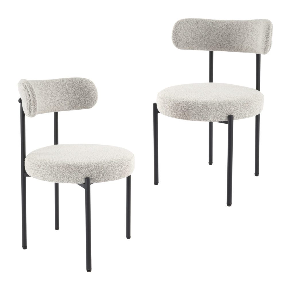 Luxe Boucle Cushioned Elsa Dining Chairs | White Quartz