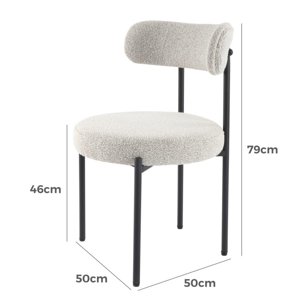 Luxe Boucle Cushioned Elsa Dining Chairs | White Quartz