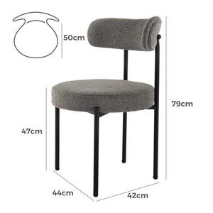 Plush Boucle Cushioned Elsa Dining Chairs | Slate Grey