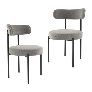 Plush Boucle Cushioned Elsa Dining Chairs | Slate Grey