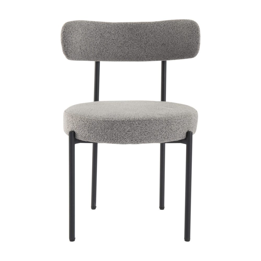 Plush Boucle Cushioned Elsa Dining Chairs | Slate Grey
