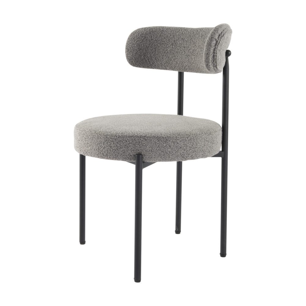 Plush Boucle Cushioned Elsa Dining Chairs | Slate Grey