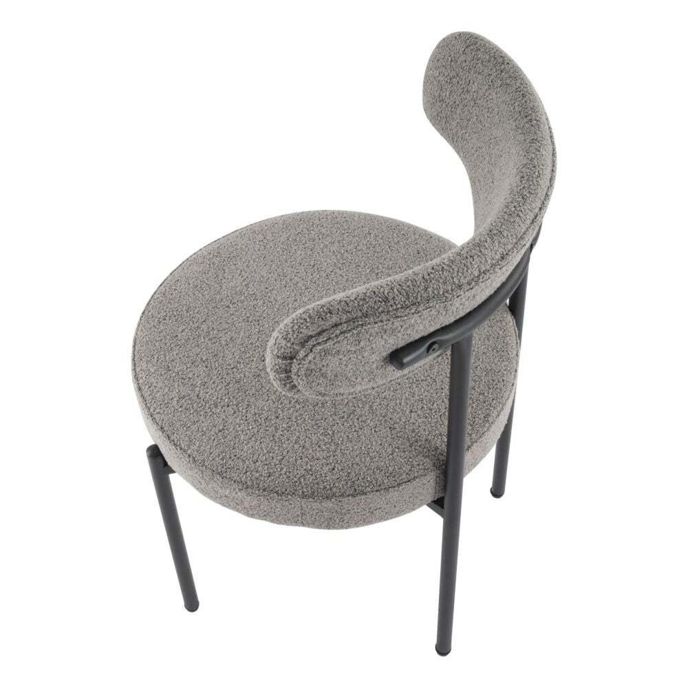 Plush Boucle Cushioned Elsa Dining Chairs | Slate Grey