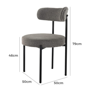 Plush Boucle Cushioned Elsa Dining Chairs | Slate Grey