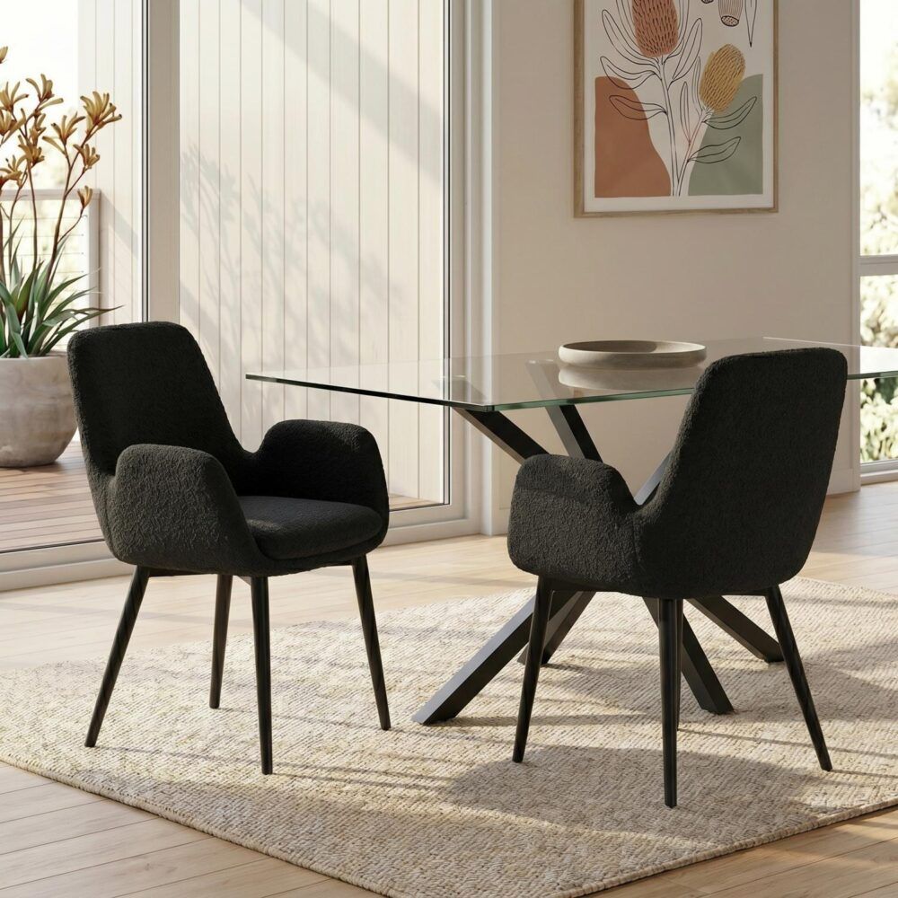 Charcoal Embrace Boucle – Teddy Sherpa Fabric Armchair Set