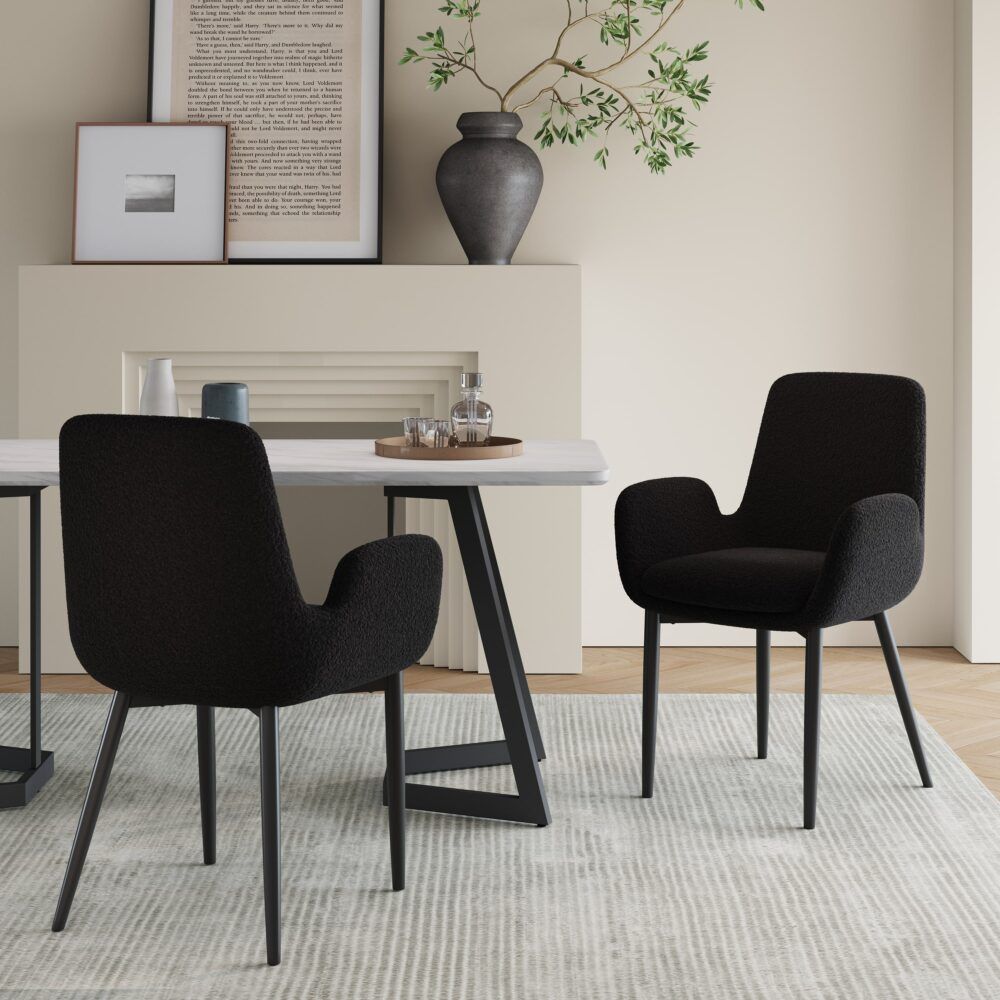 Charcoal Embrace Boucle – Teddy Sherpa Fabric Armchair Set