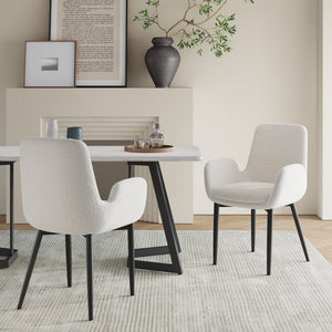 Boucle – Teddy Sherpa Fabric Bliss Armrest Dining Chair Ensemble