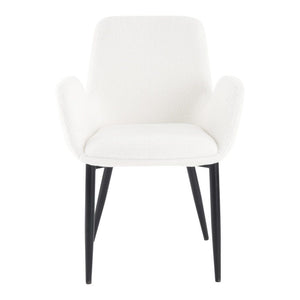 Boucle – Teddy Sherpa Fabric Bliss Armrest Dining Chair Ensemble