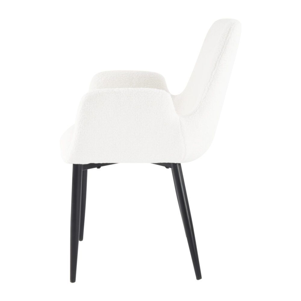 Boucle – Teddy Sherpa Fabric Bliss Armrest Dining Chair Ensemble