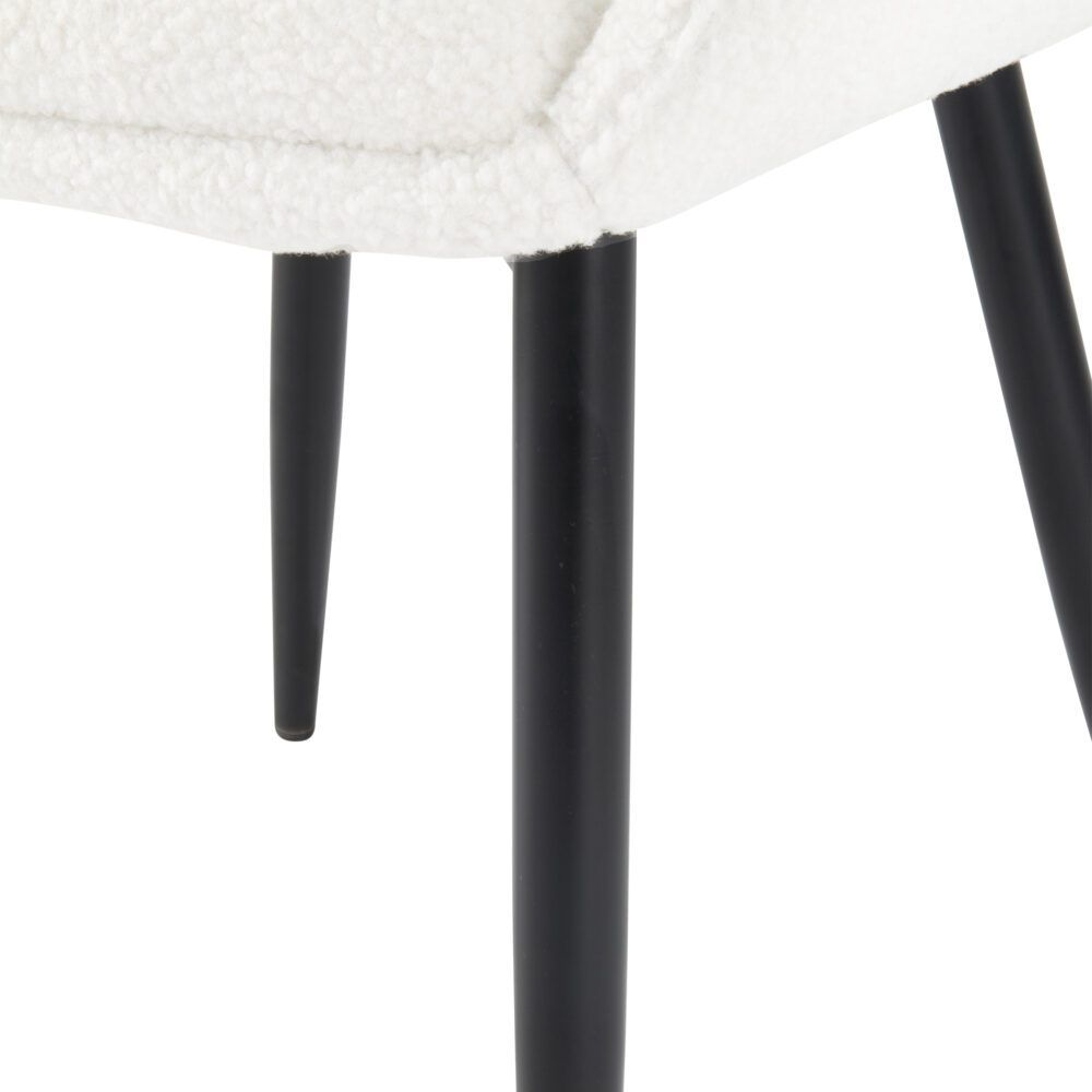 Boucle – Teddy Sherpa Fabric Bliss Armrest Dining Chair Ensemble