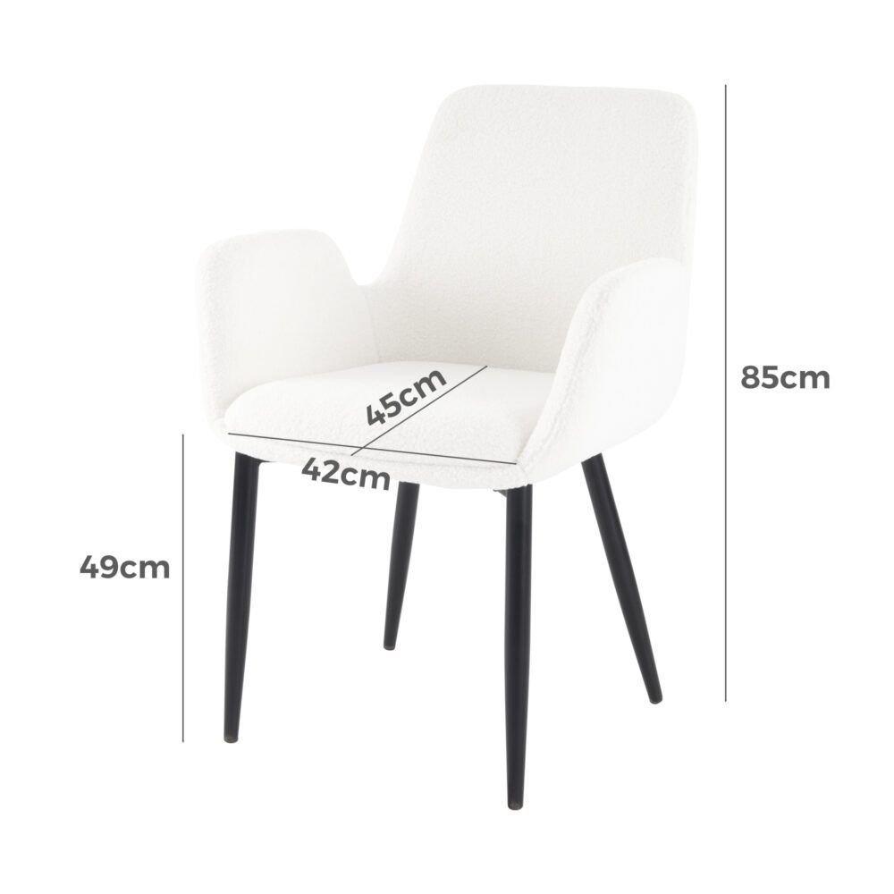 Boucle – Teddy Sherpa Fabric Bliss Armrest Dining Chair Ensemble