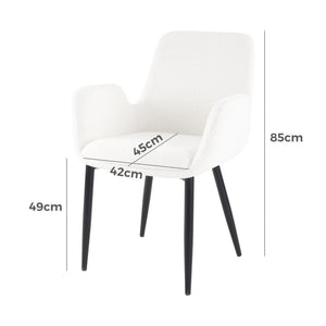 Boucle – Teddy Sherpa Fabric Bliss Armrest Dining Chair Ensemble