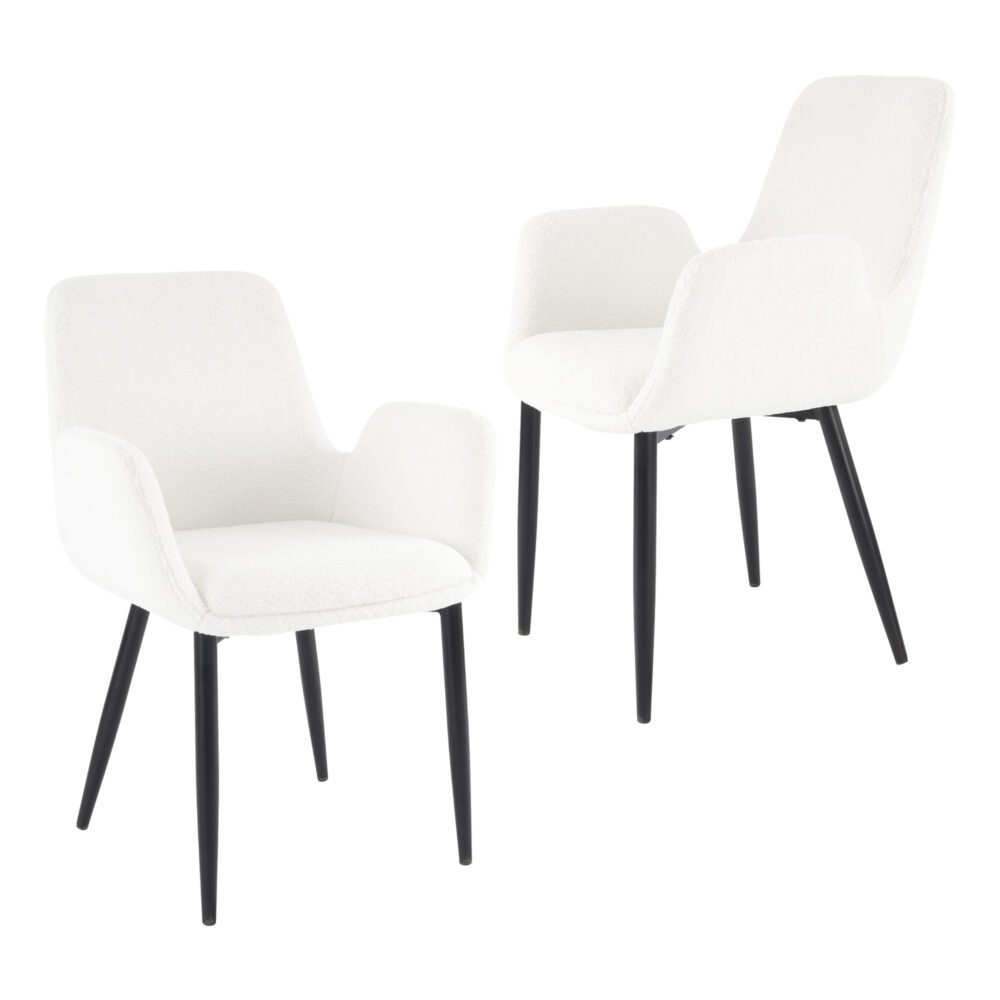 Boucle – Teddy Sherpa Fabric Bliss Armrest Dining Chair Ensemble