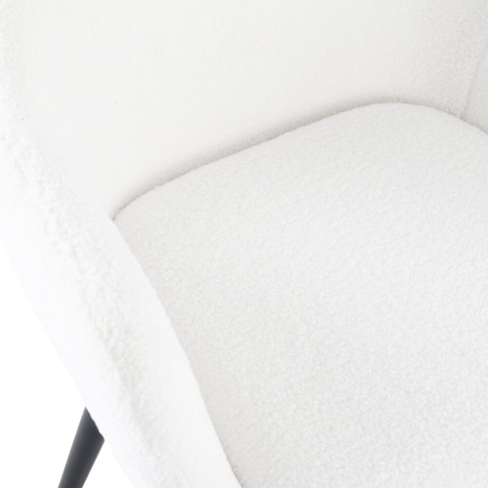 Boucle – Teddy Sherpa Fabric Bliss Armrest Dining Chair Ensemble
