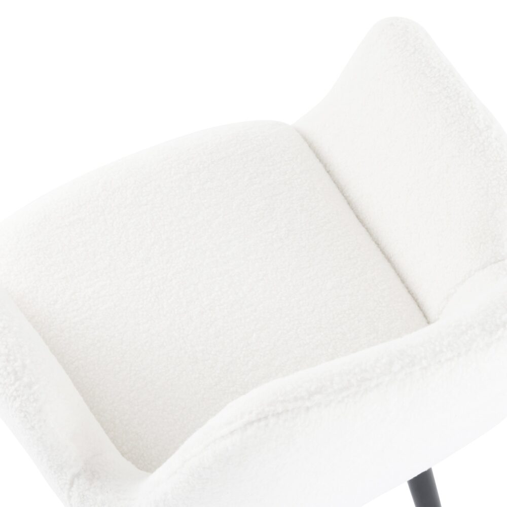 Boucle – Teddy Sherpa Fabric Bliss Armrest Dining Chair Ensemble