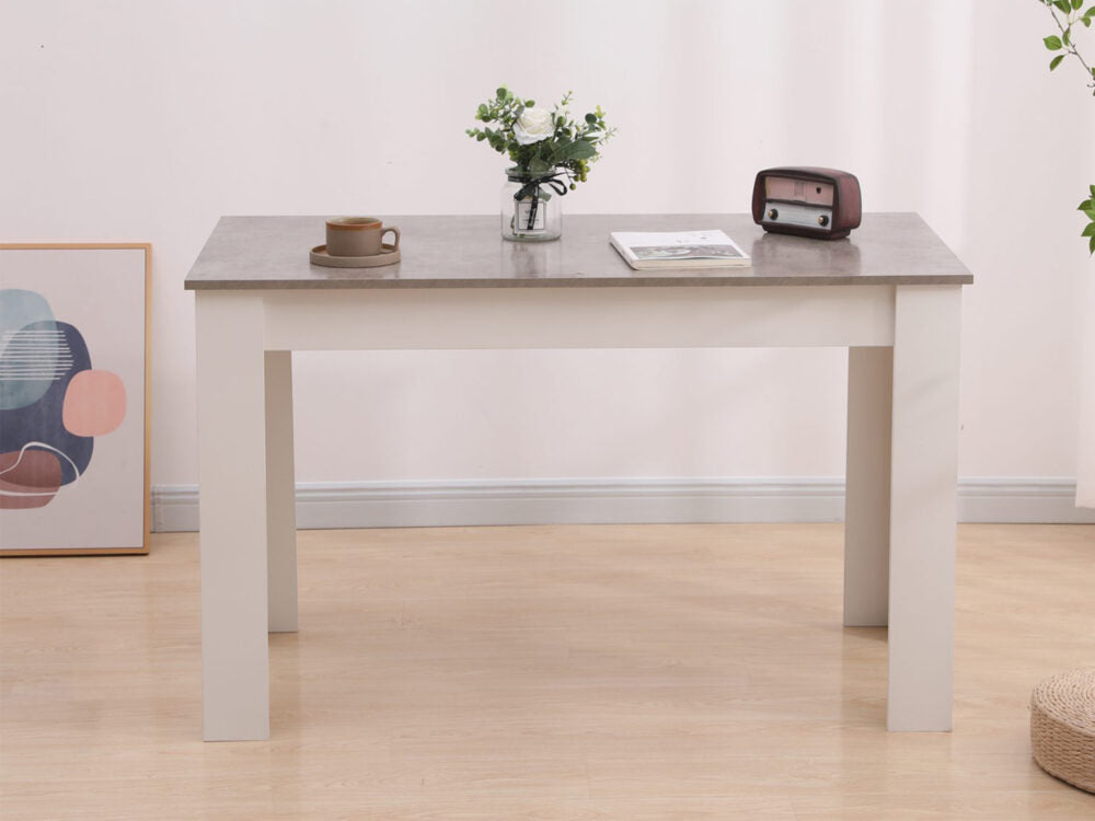 Dining Table | Rectangular Wooden | 120cm | Grey & White