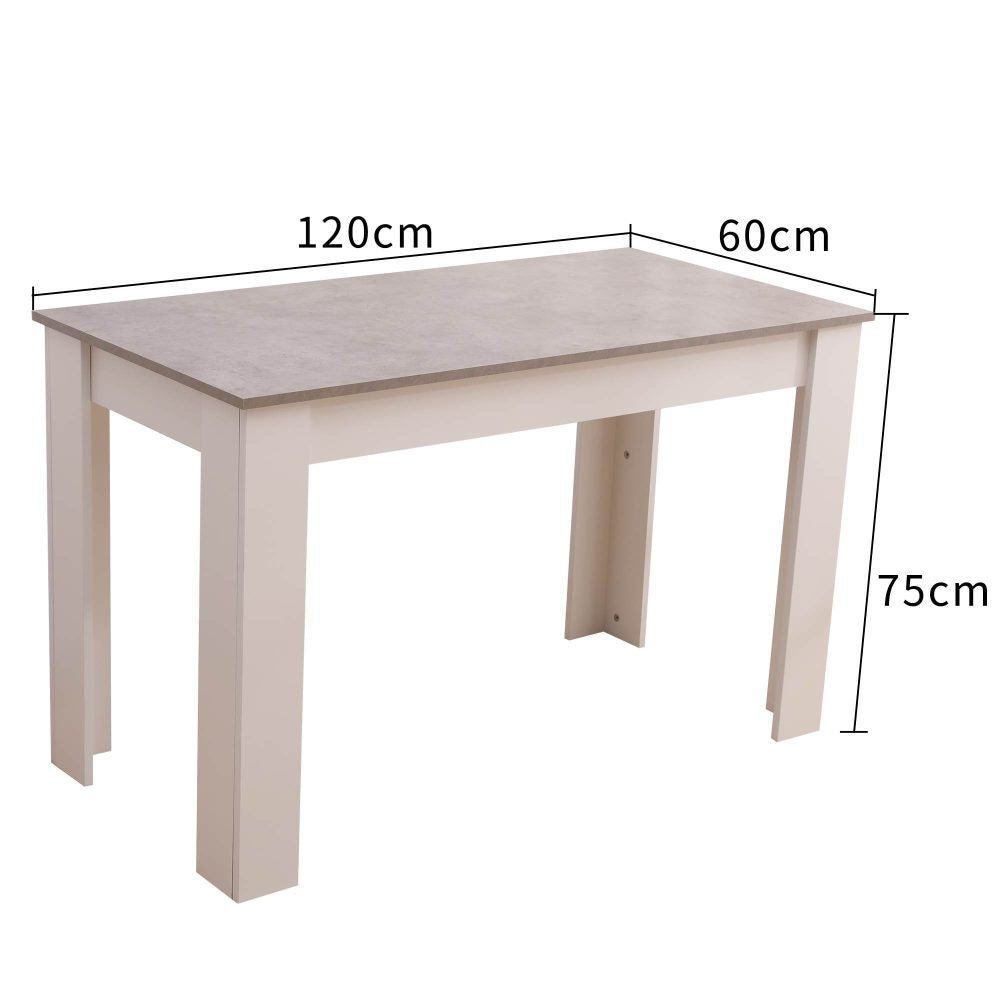 Dining Table | Rectangular Wooden | 120cm | Grey & White