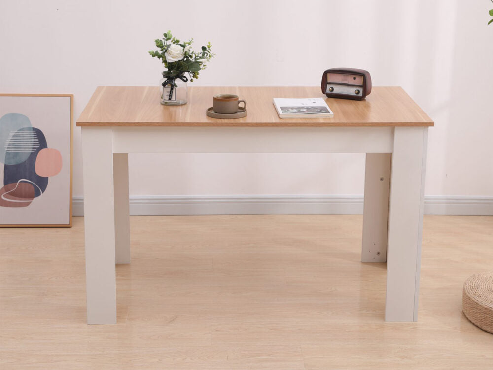 Dining Table | Rectangular Wooden | 120cm | Wood & White