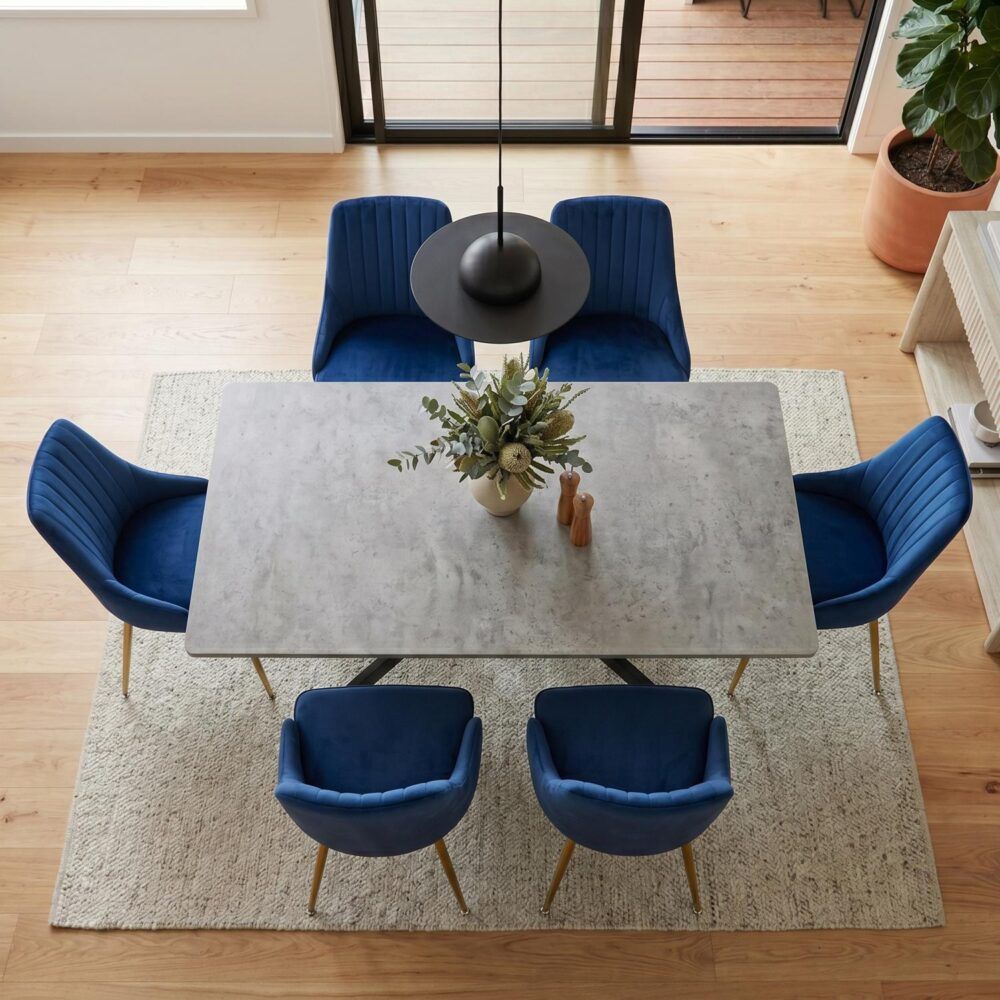 Velvet & Navy Chair Dining Set | Dining Delight