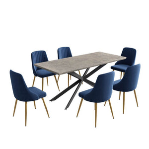 Velvet & Navy Chair Dining Set | Dining Delight