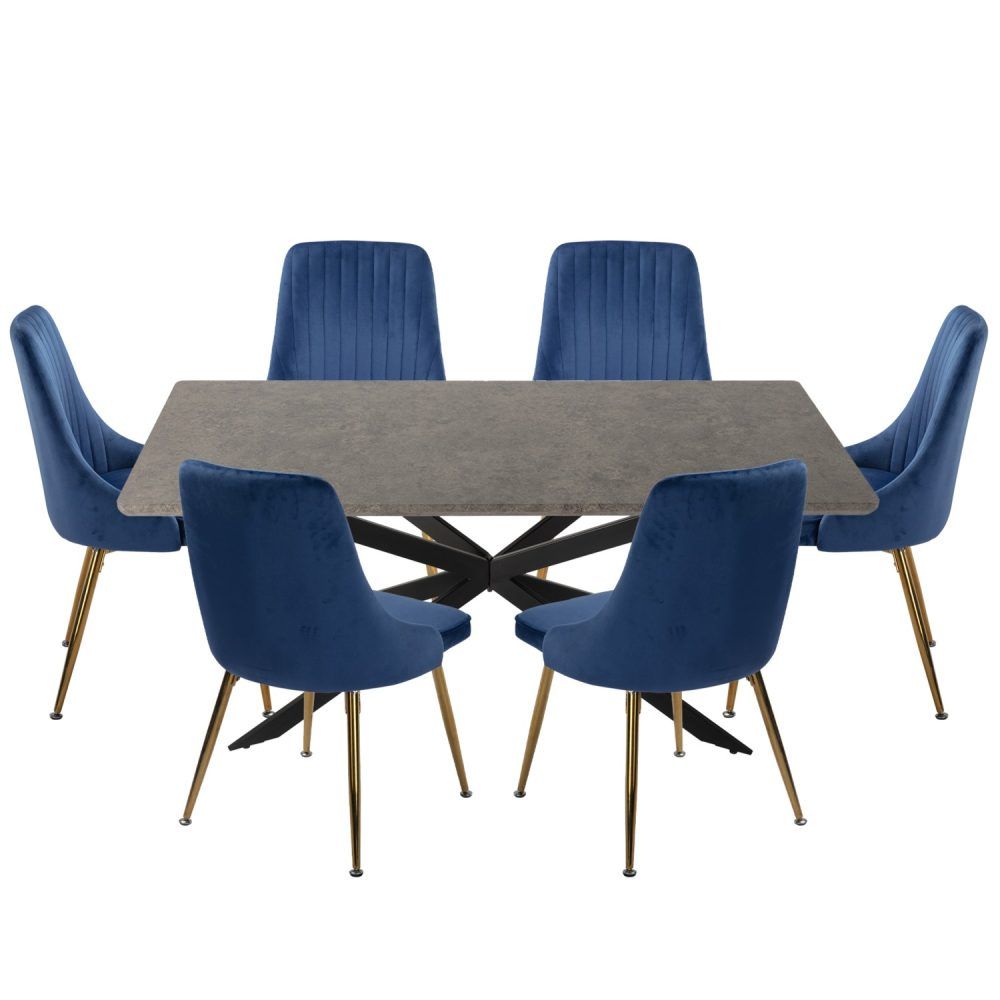 Velvet & Navy Chair Dining Set | Dining Delight
