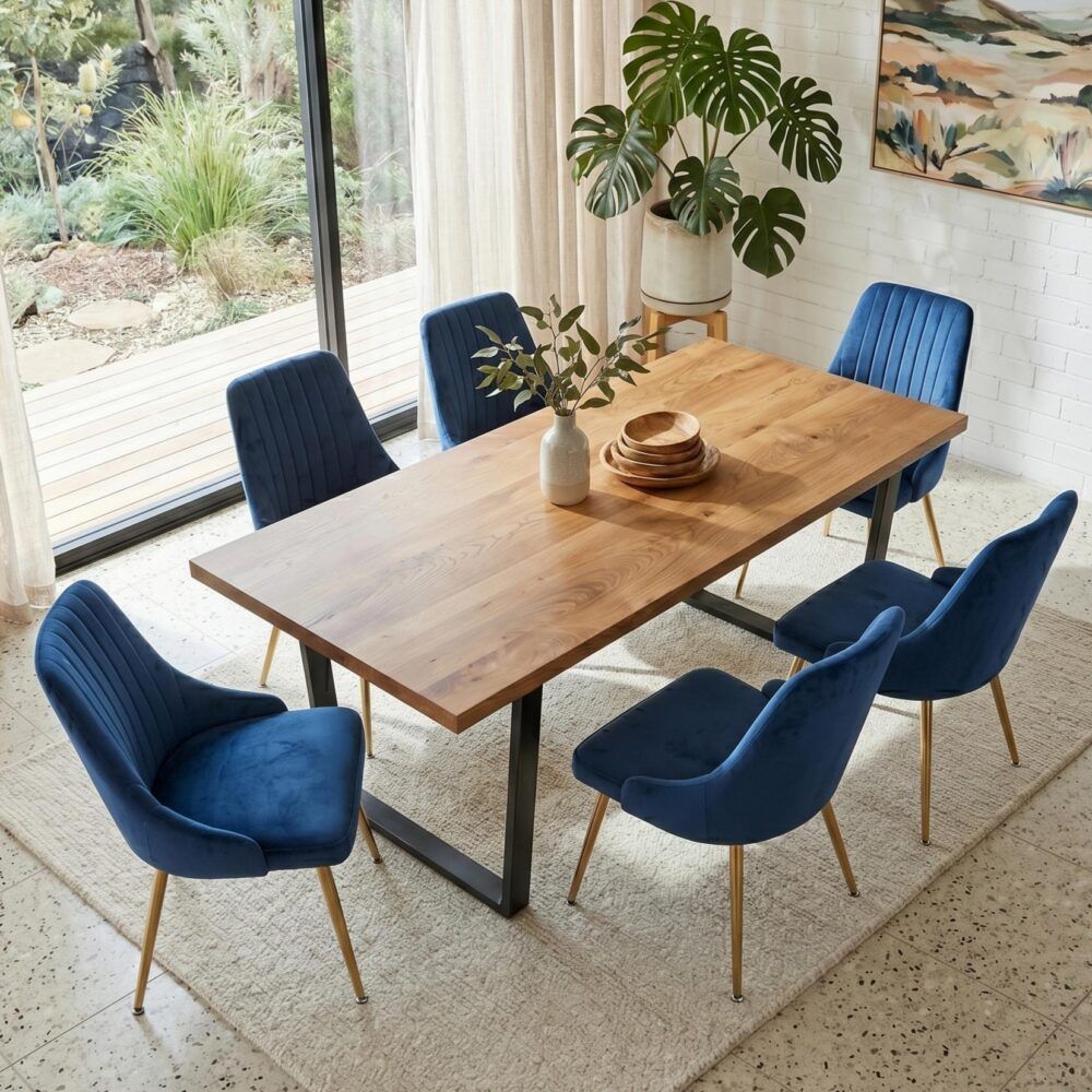 Velvet & Natural Table Set | Navy