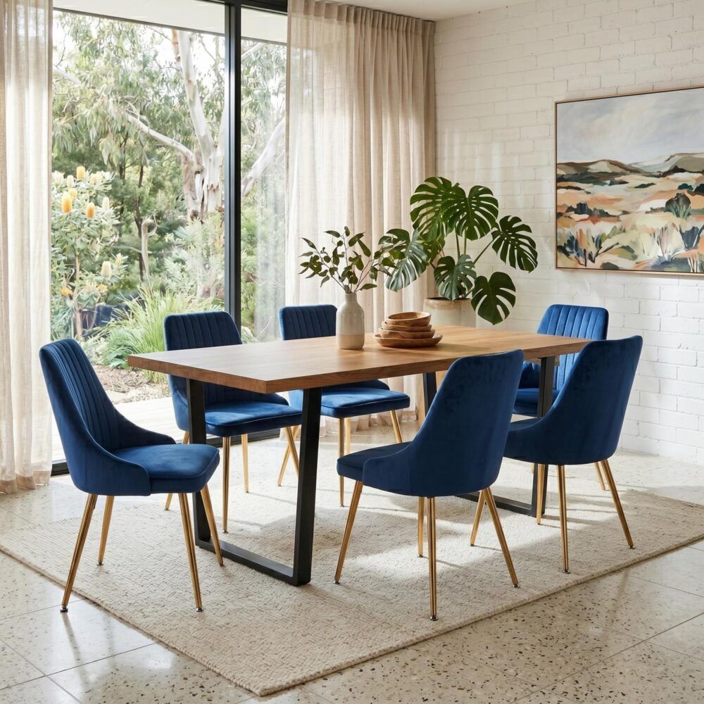 Velvet & Natural Table Set | Navy