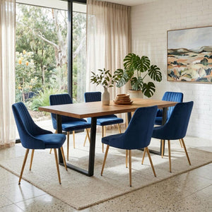 Velvet & Natural Table Set | Navy