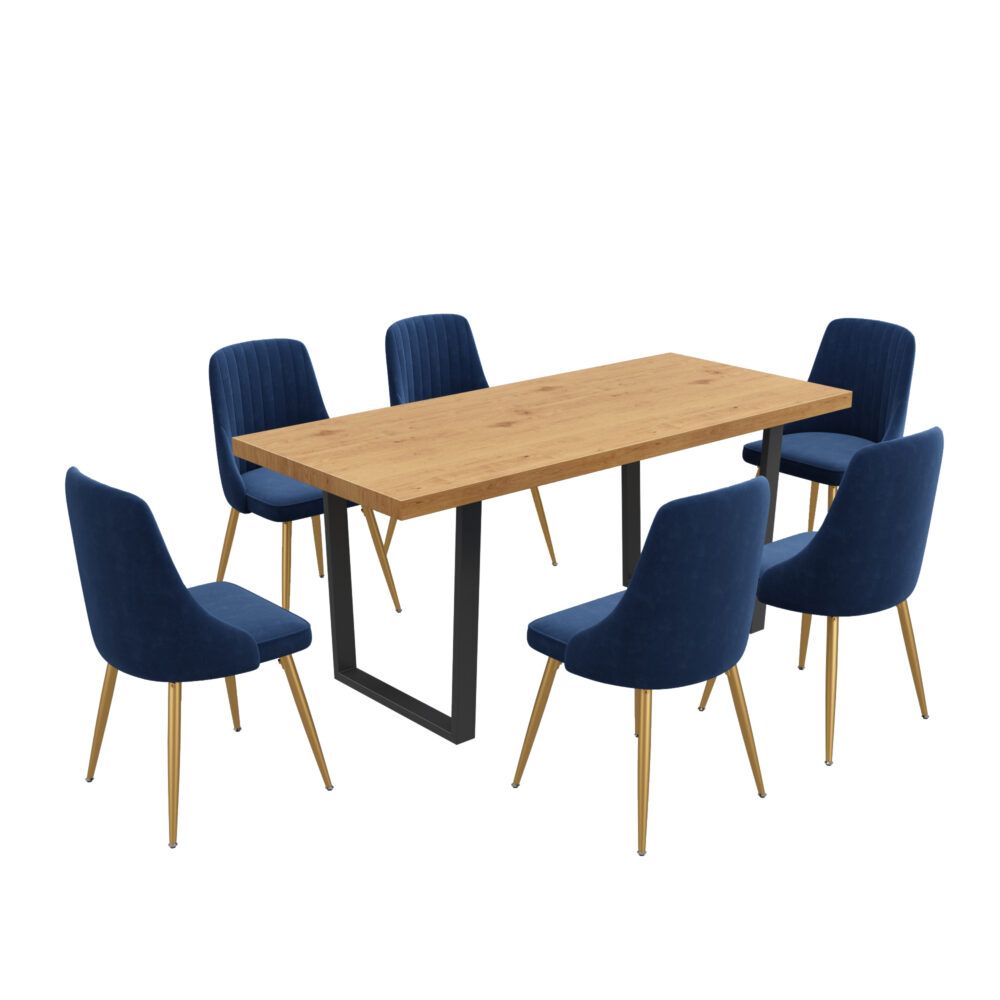 Velvet & Natural Table Set | Navy