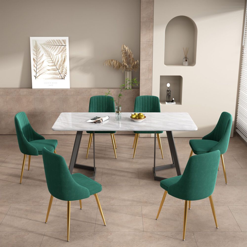 Velvet Dining Set | Marbleous Green