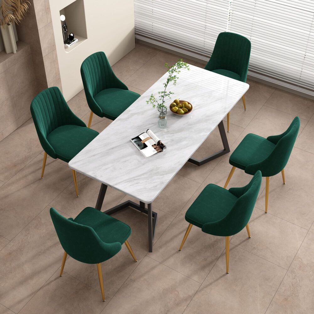 Velvet Dining Set | Marbleous Green